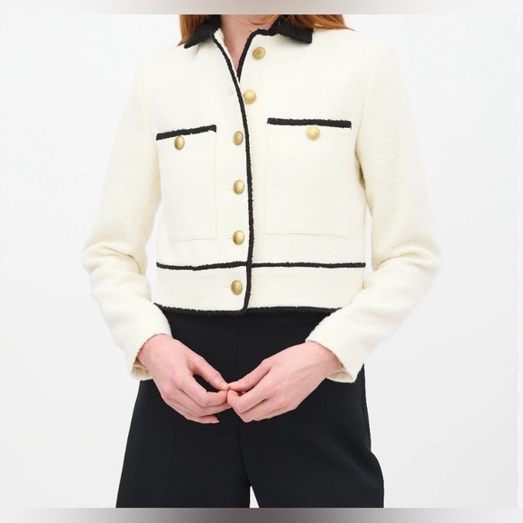 Anine Bing Jackets & Blazers - Anine Bing Cream and Black JADA Bouclé Jacket